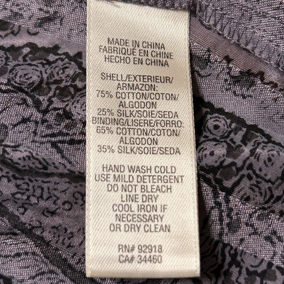 Juicy Couture Dress Womens M Silk Blend Gray Paisley Empire Waist Boho Coquette - Picture 5 of 10